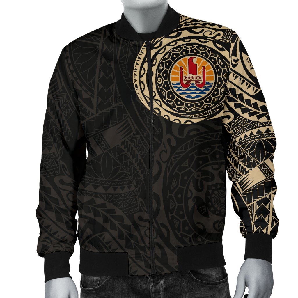 Tahiti in My Heart Polynesian Tattoo Style Men's Bomber Jacket