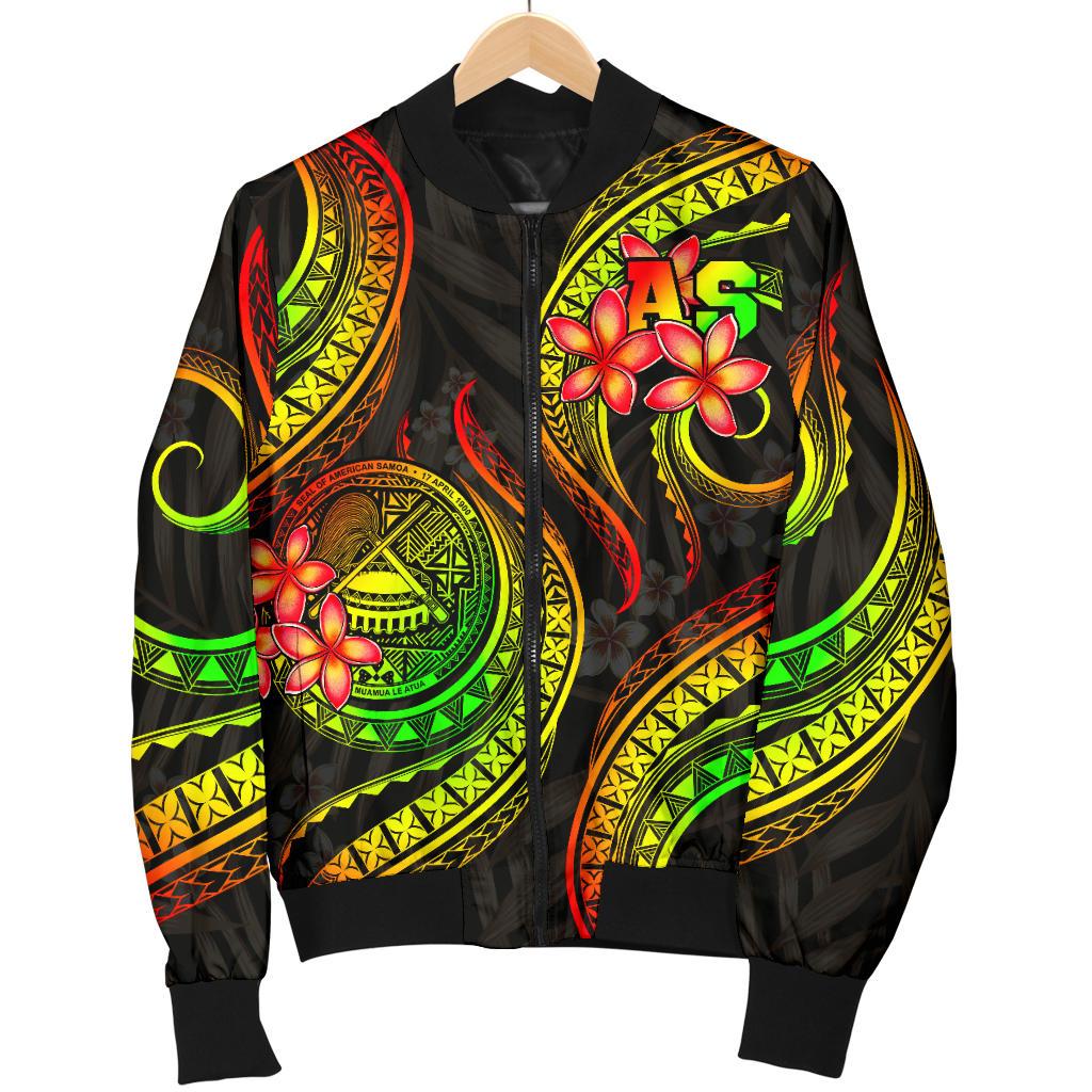 American Samoa Polynesian Men Bomber Jacket - Reggae Plumeria