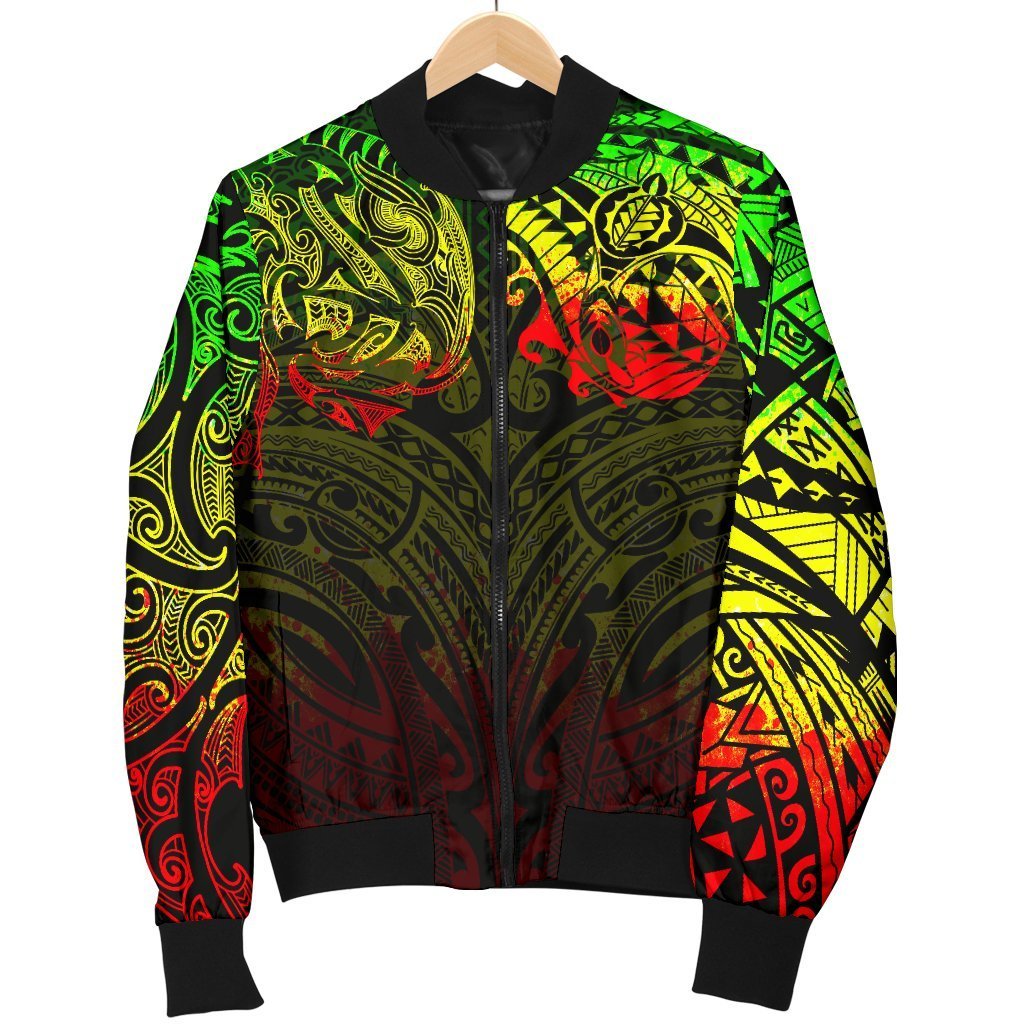 New Zealand Men's Bomber Jacket, Maori Polynesian Tattoo Reggage