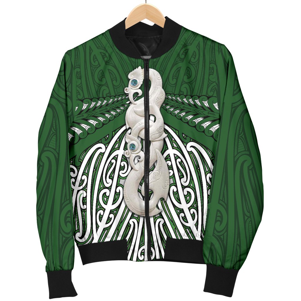 Maori Moko Tattoo Bomber Jacket for Men, Manaia Pounamu