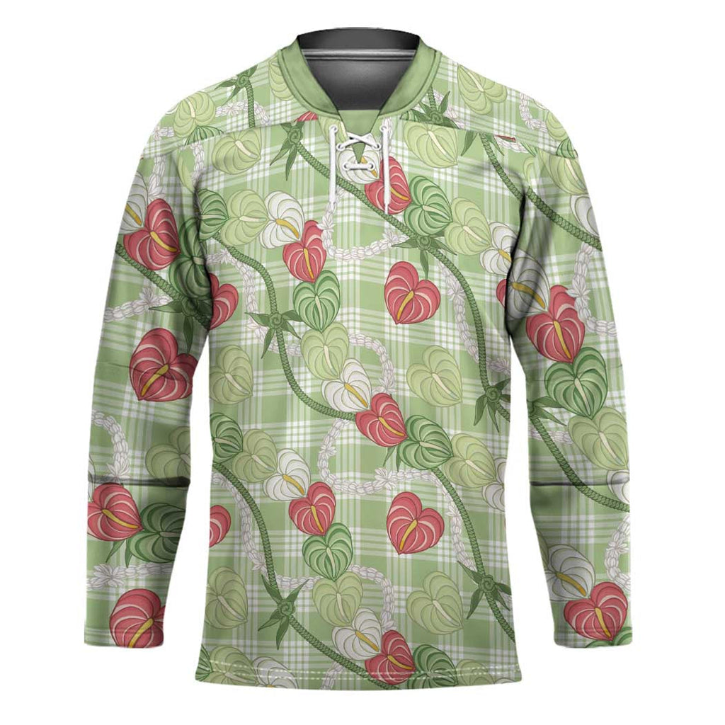 Anthurium Pikake Ti Leaf Palaka Hockey Jersey Green Version LT01