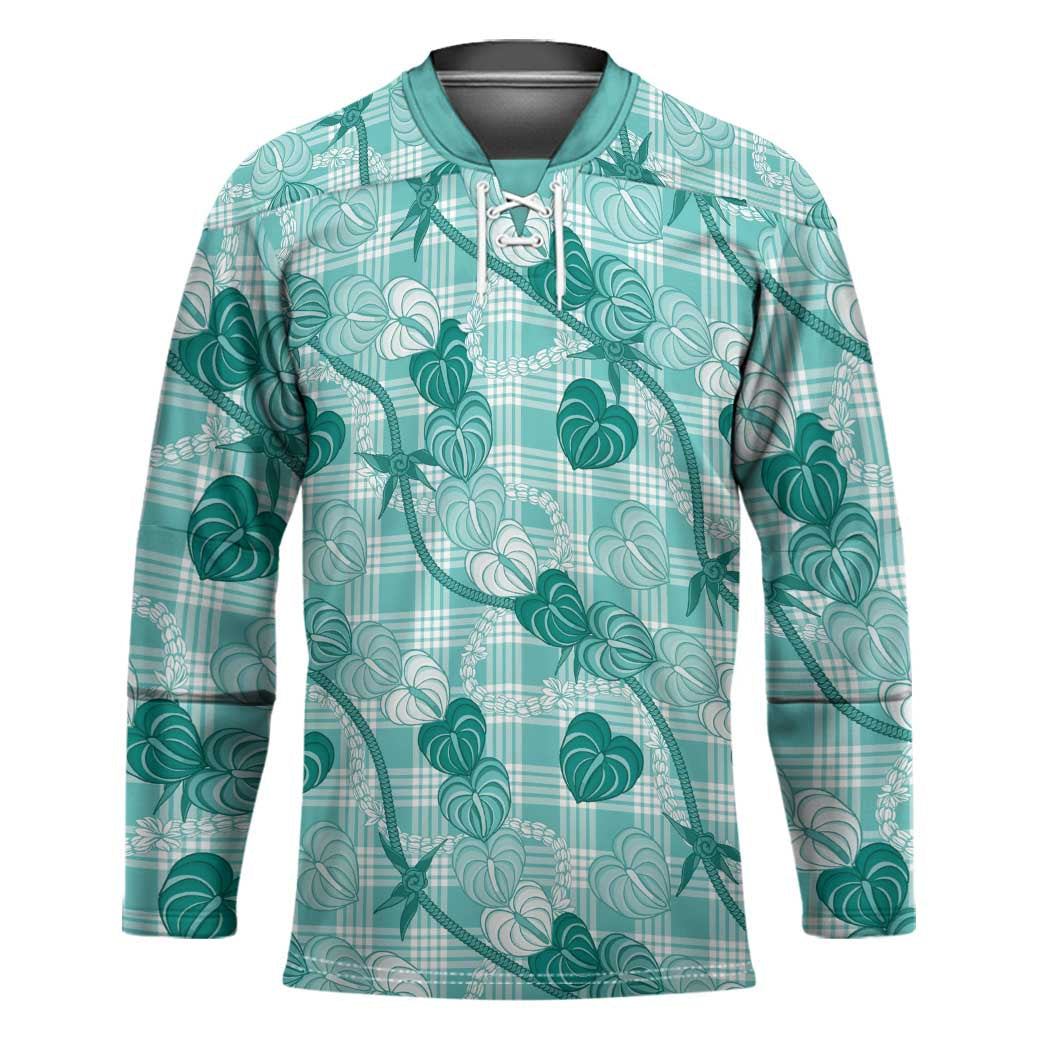 Anthurium Pikake Ti Leaf Palaka Hockey Jersey Turquoise Version LT01