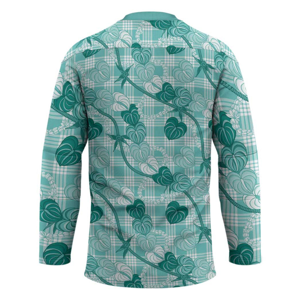 Anthurium Pikake Ti Leaf Palaka Hockey Jersey Turquoise Version LT01