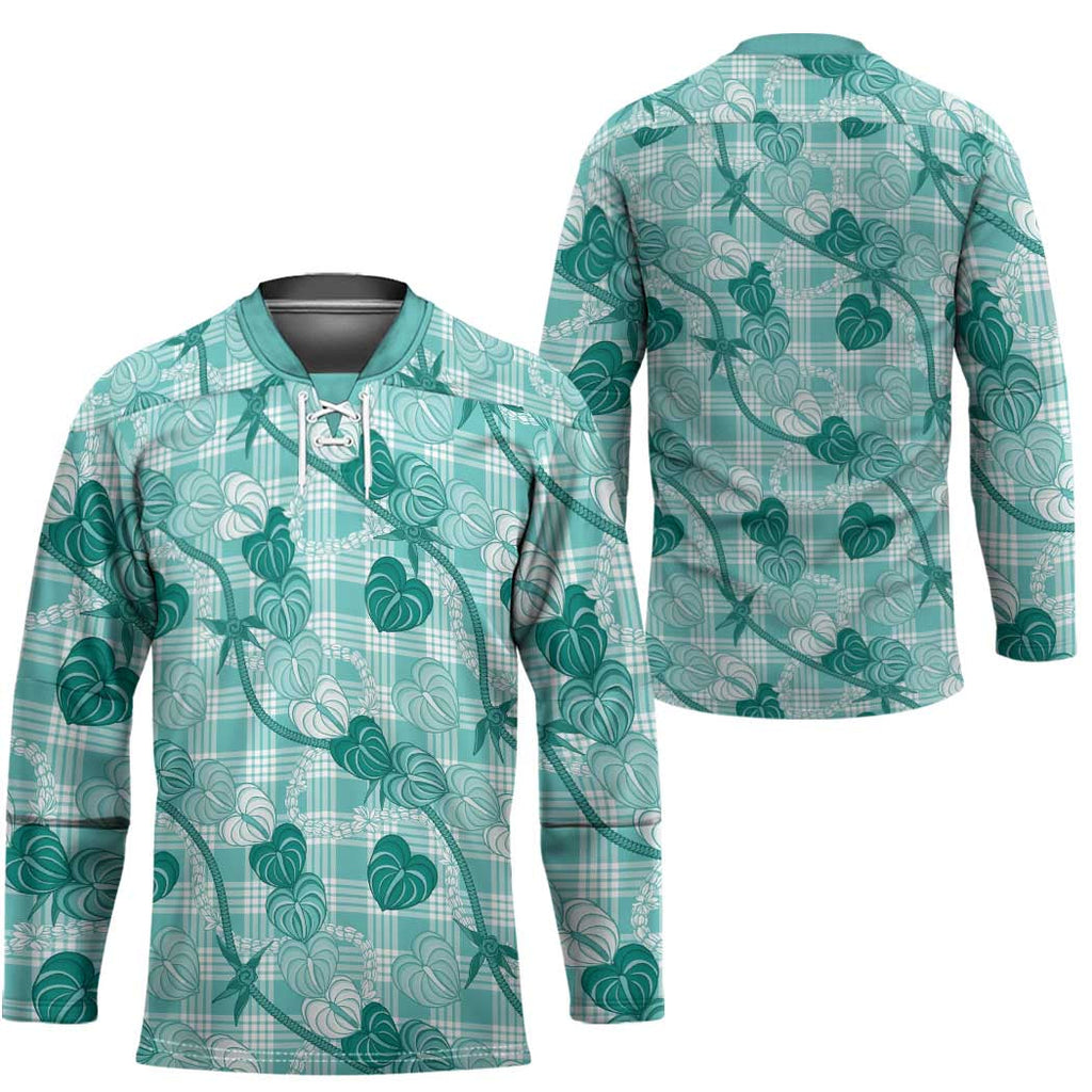 Anthurium Pikake Ti Leaf Palaka Hockey Jersey Turquoise Version LT01