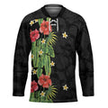 Hawaiian Hibiscus Plumeria Hockey Jersey Tropical Leaves LT01