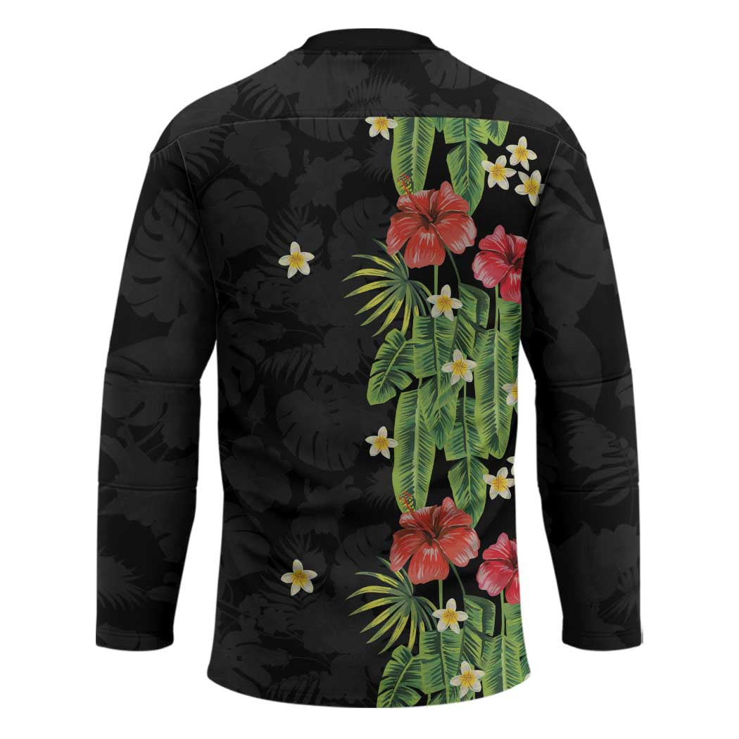 Hawaiian Hibiscus Plumeria Hockey Jersey Tropical Leaves LT01