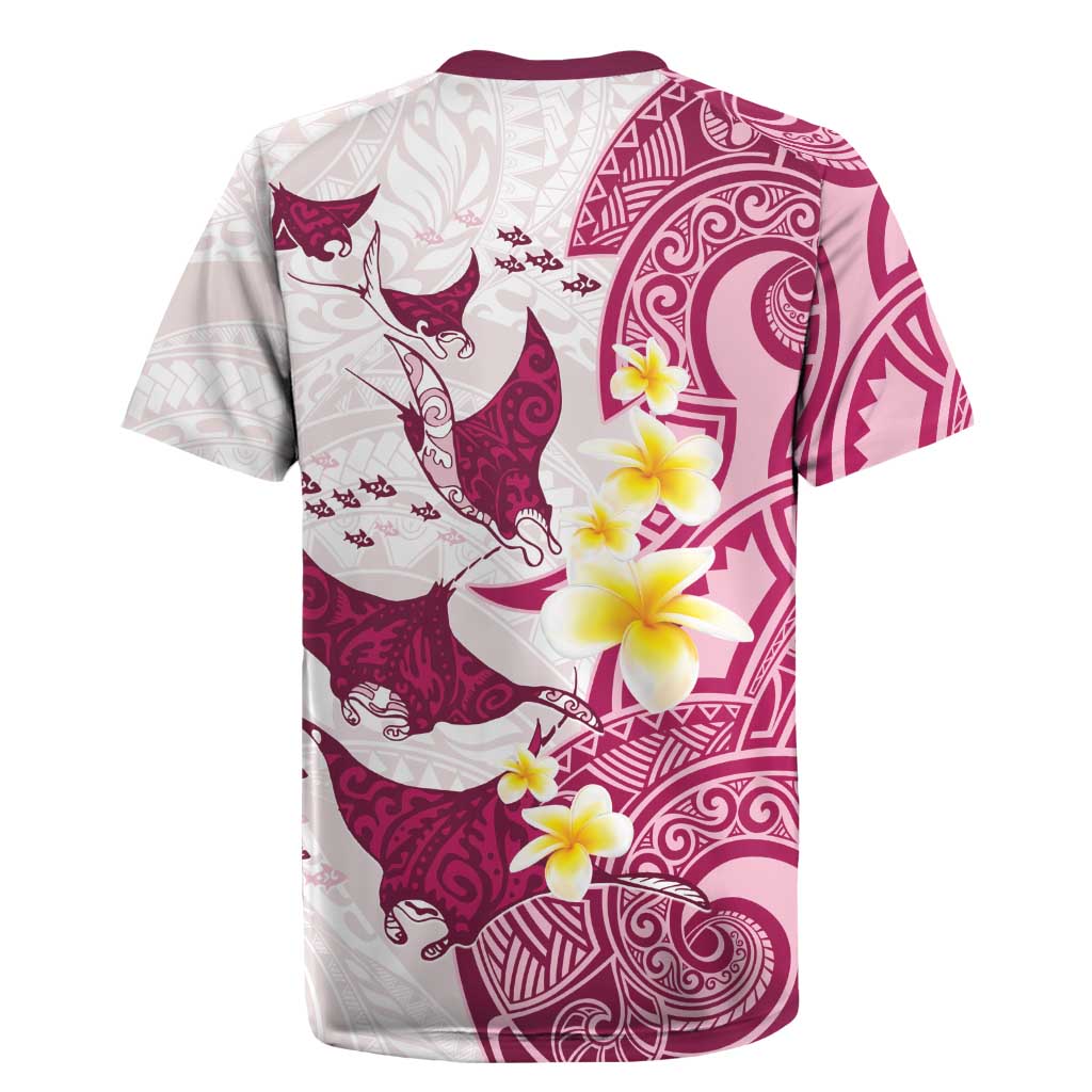 Maori Manta Ray Plumeria Royal Pink Rugby Jersey LT01