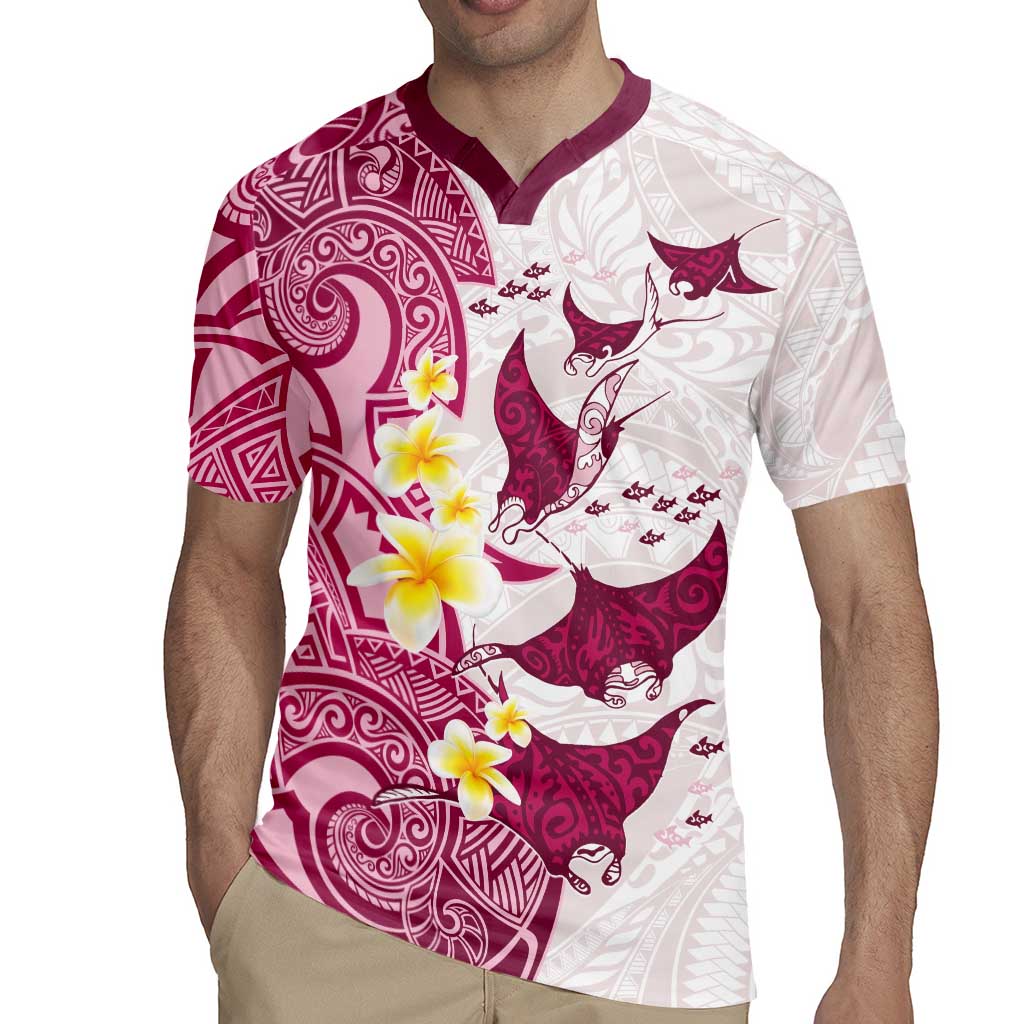Maori Manta Ray Plumeria Royal Pink Rugby Jersey LT01