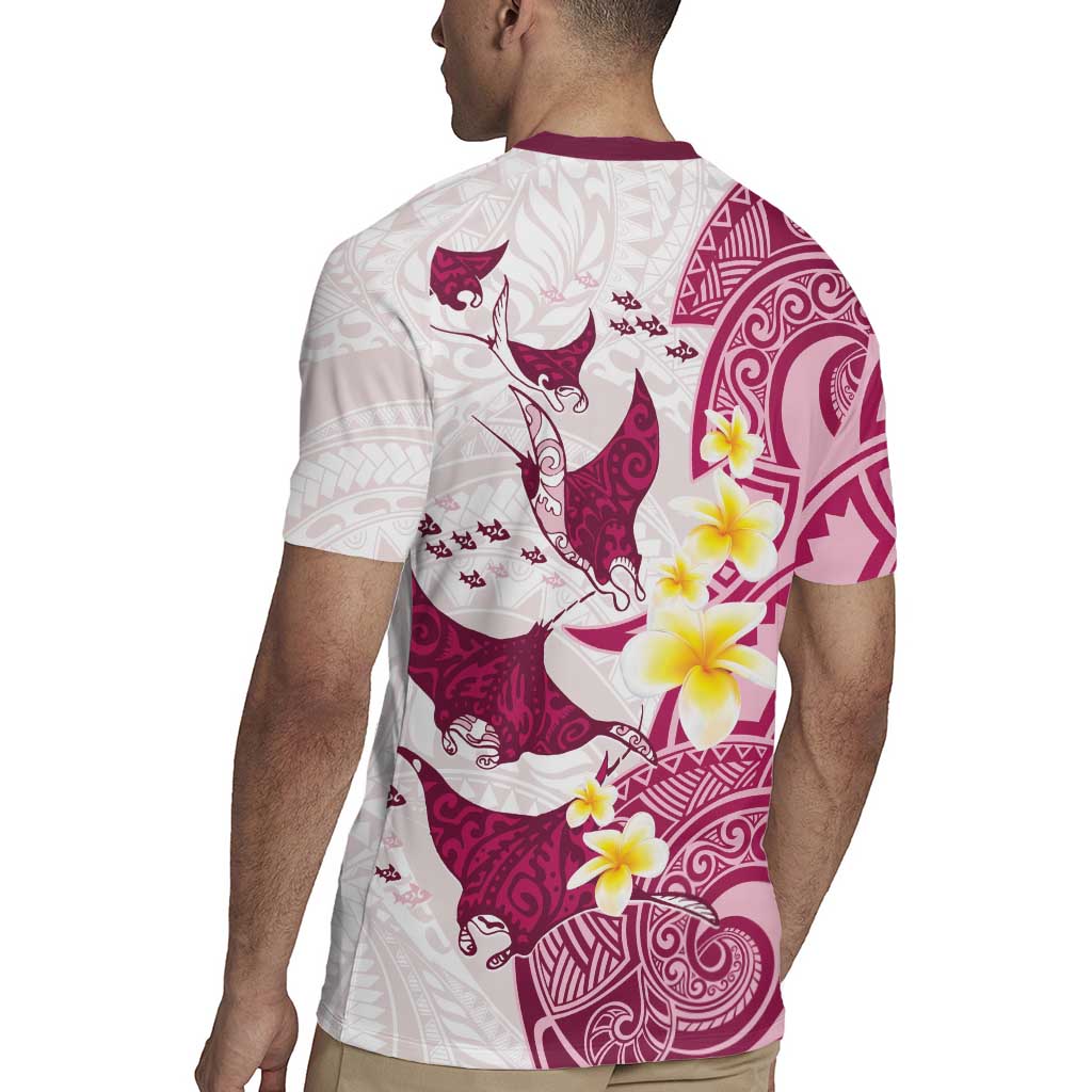 Maori Manta Ray Plumeria Royal Pink Rugby Jersey LT01