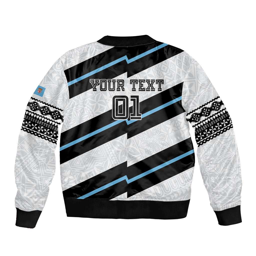 Custom Fiji 2024 Rugby Bomber Jacket Fijian Tapa Pattern LT01