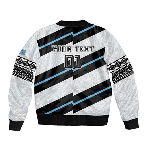 Custom Fiji 2024 Rugby Bomber Jacket Fijian Tapa Pattern LT01