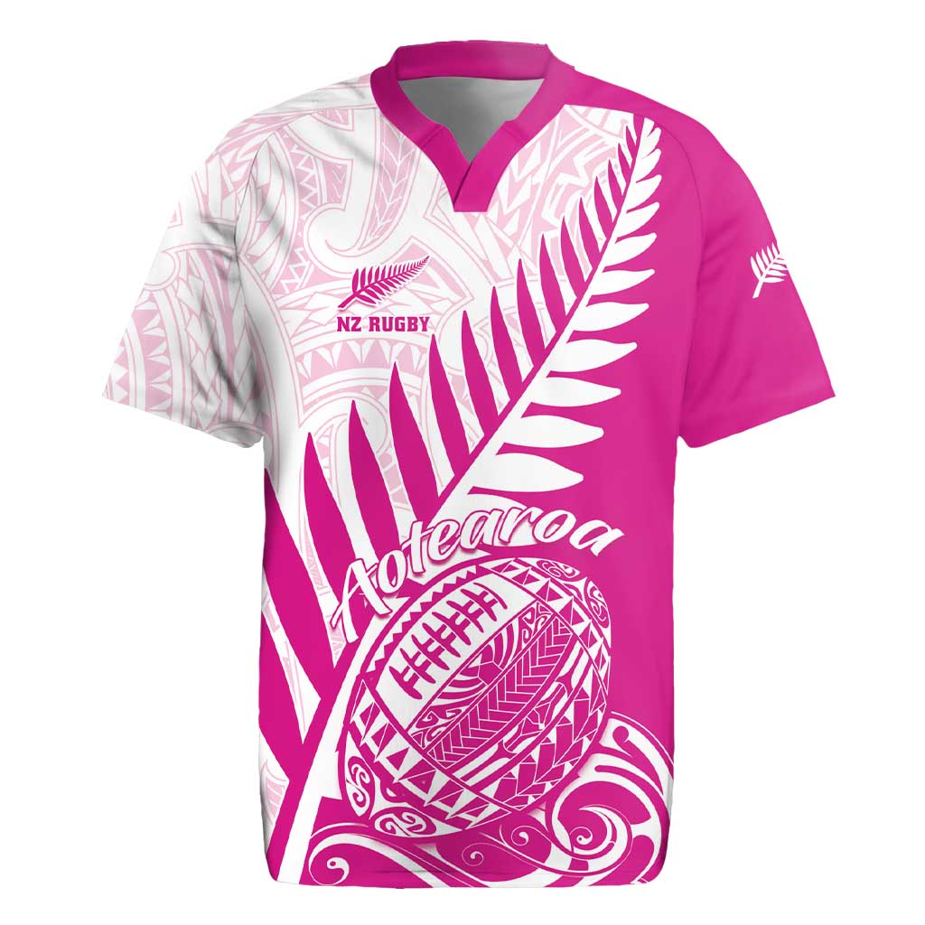 Custom New Zealand Rugby Silver Fern Rugby Jersey Aotearoa Maori Pink Version LT01