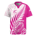 Custom New Zealand Rugby Silver Fern Rugby Jersey Aotearoa Maori Pink Version LT01