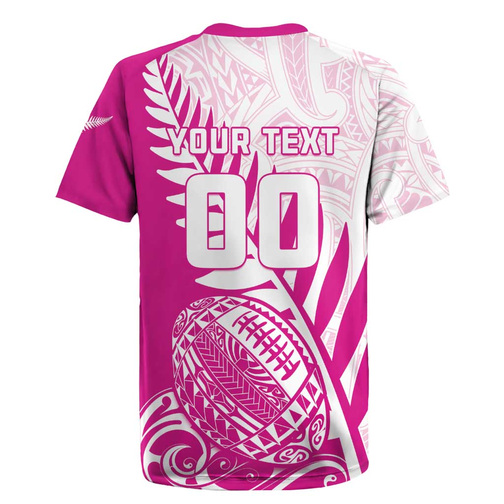 Custom New Zealand Rugby Silver Fern Rugby Jersey Aotearoa Maori Pink Version LT01