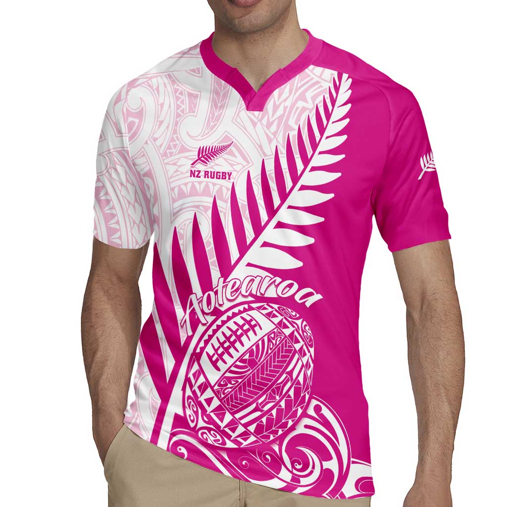Custom New Zealand Rugby Silver Fern Rugby Jersey Aotearoa Maori Pink Version LT01