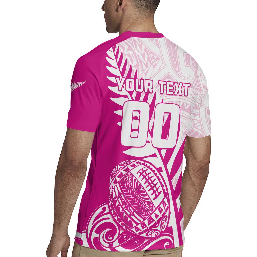Custom New Zealand Rugby Silver Fern Rugby Jersey Aotearoa Maori Pink Version LT01