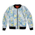 Anthurium Plumeria Lei Pastel Bomber Jacket Blue Hawaiian Splendid Palaka LT01