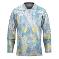 Anthurium Plumeria Lei Pastel Hockey Jersey Blue Hawaiian Splendid Palaka LT01