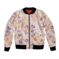 Anthurium Plumeria Lei Pastel Bomber Jacket Orange Hawaiian Splendid Palaka LT01