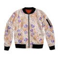 Anthurium Plumeria Lei Pastel Sleeve Zip Bomber Jacket Orange Hawaiian Splendid Palaka LT01