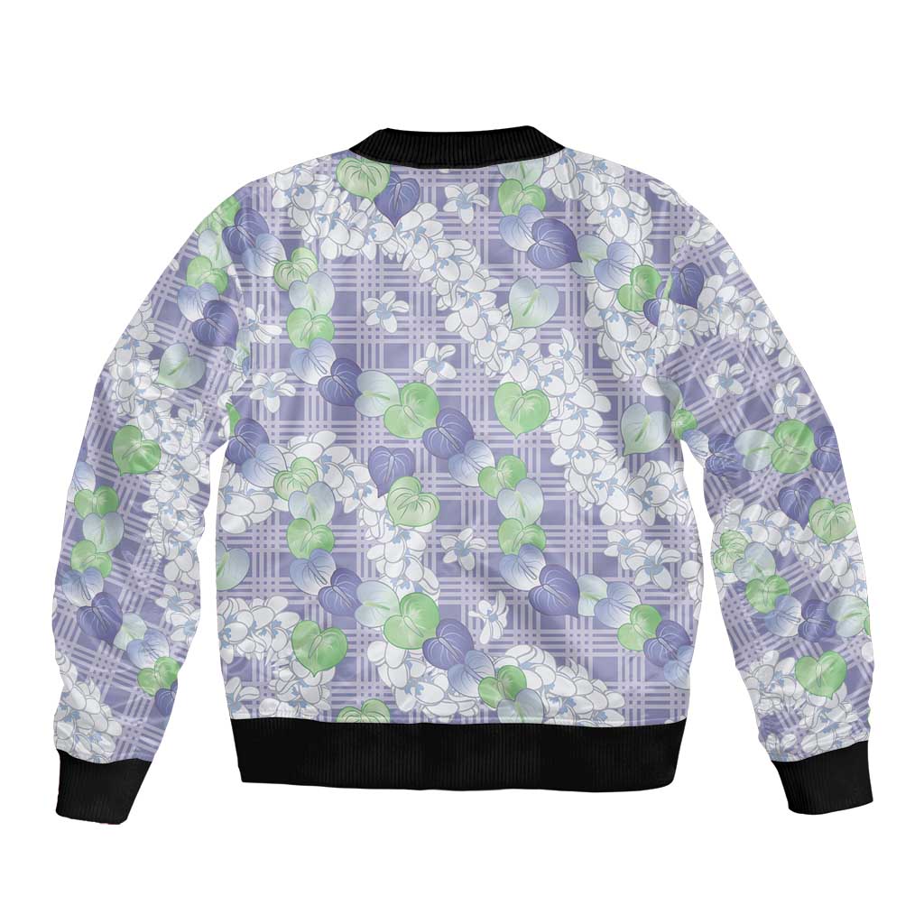 Anthurium Plumeria Lei Pastel Bomber Jacket Purple Hawaiian Splendid Palaka LT01