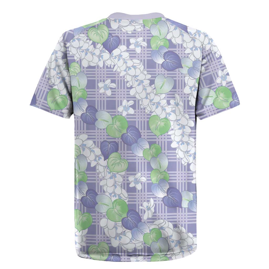 Anthurium Plumeria Lei Pastel Rugby Jersey Purple Hawaiian Splendid Palaka LT01