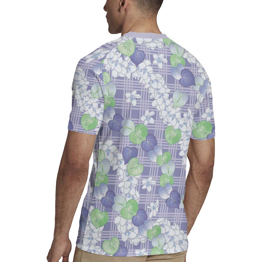 Anthurium Plumeria Lei Pastel Rugby Jersey Purple Hawaiian Splendid Palaka LT01