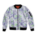 Anthurium Plumeria Lei Pastel Sleeve Zip Bomber Jacket Purple Hawaiian Splendid Palaka LT01