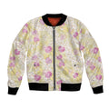 Anthurium Plumeria Lei Pastel Bomber Jacket Yellow Hawaiian Splendid Palaka LT01