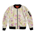 Anthurium Plumeria Lei Pastel Sleeve Zip Bomber Jacket Yellow Hawaiian Splendid Palaka LT01