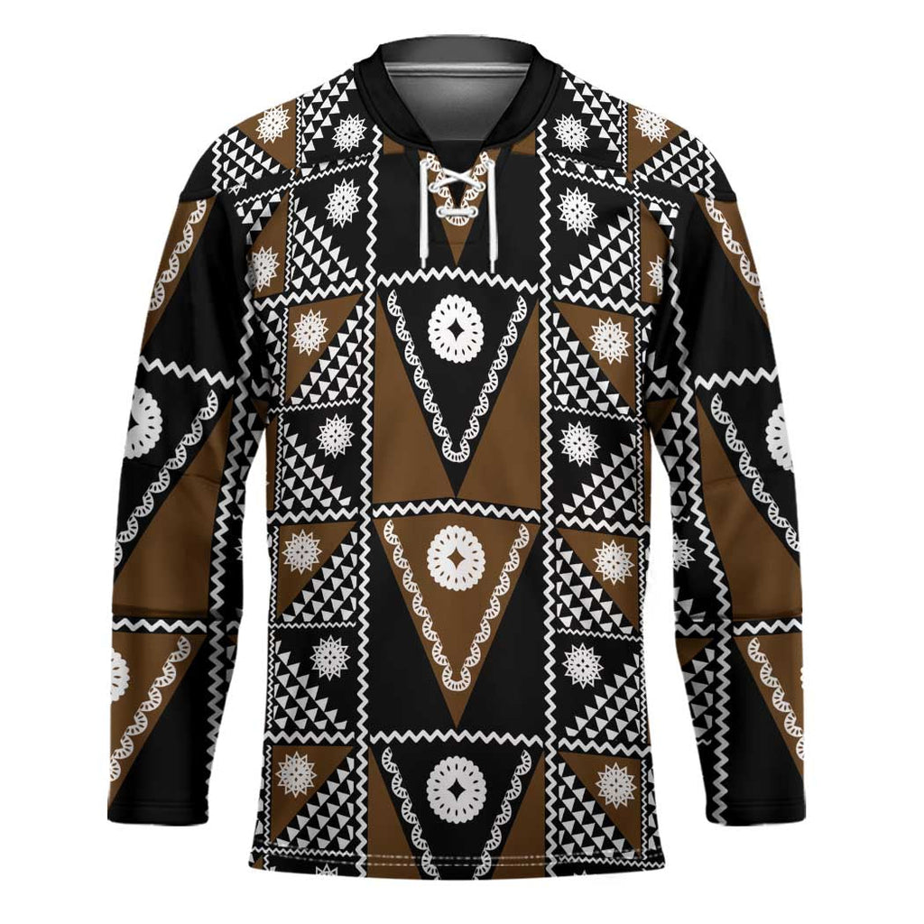 Fiji Brown Masi Pattern Hockey Jersey Fijian Tapa LT01