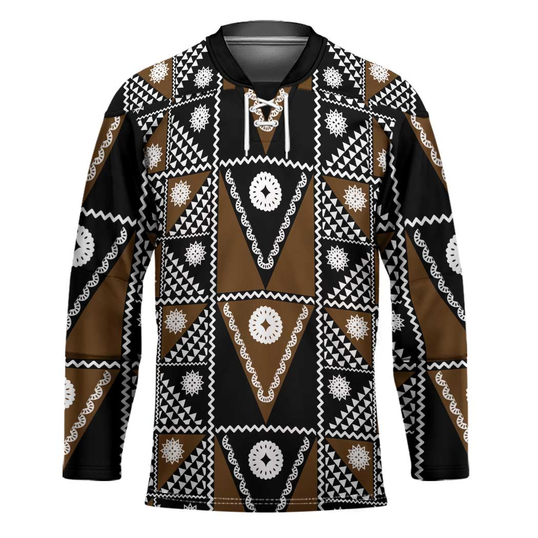 Fiji Brown Masi Pattern Hockey Jersey Fijian Tapa LT01