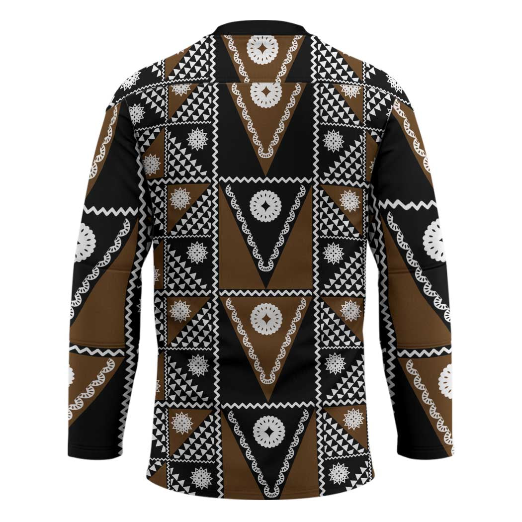 Fiji Brown Masi Pattern Hockey Jersey Fijian Tapa LT01