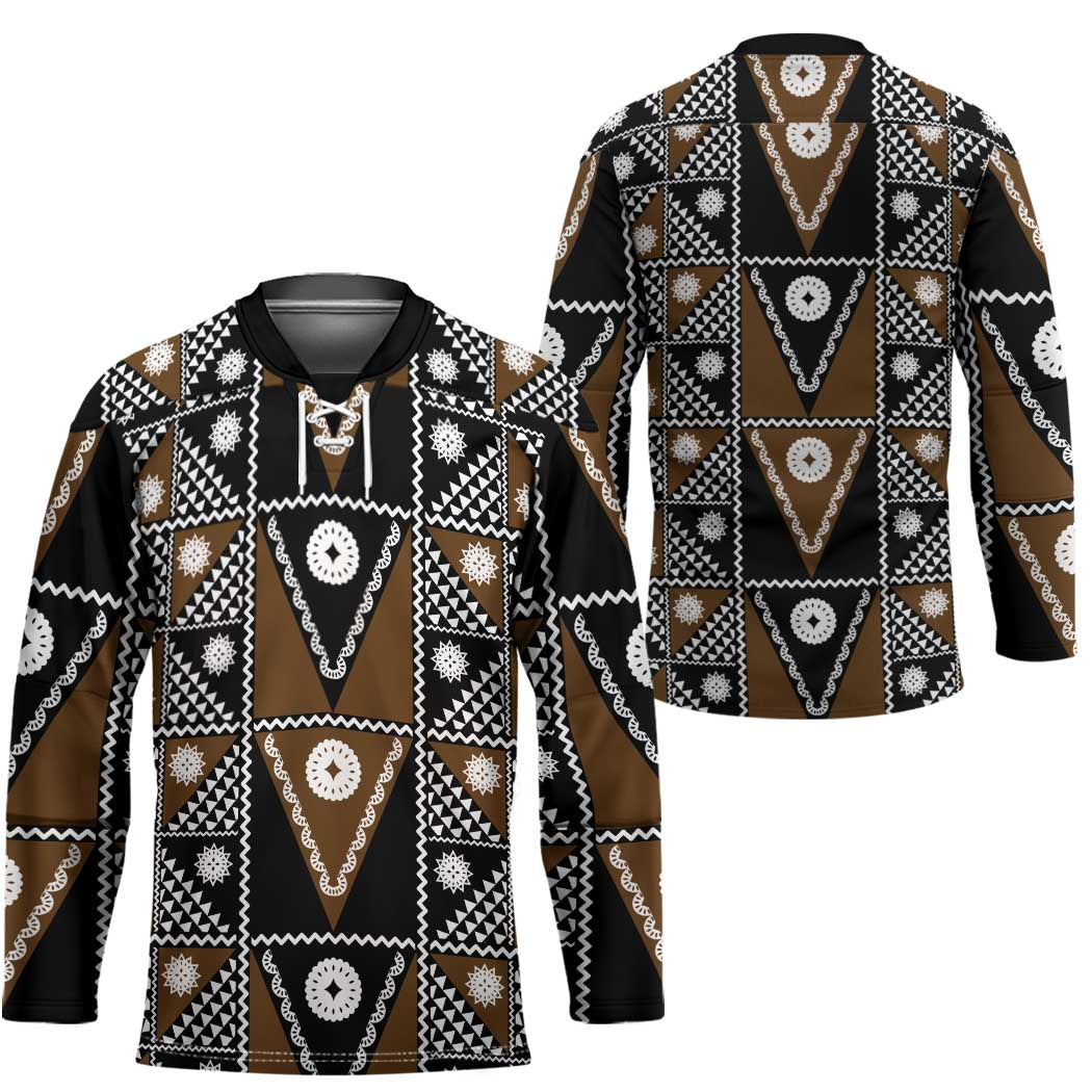 Fiji Brown Masi Pattern Hockey Jersey Fijian Tapa LT01
