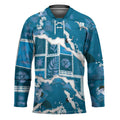 Hawaii Japanese Culture Blue Hockey Jersey Spring Cranes Aloha Pattern LT01