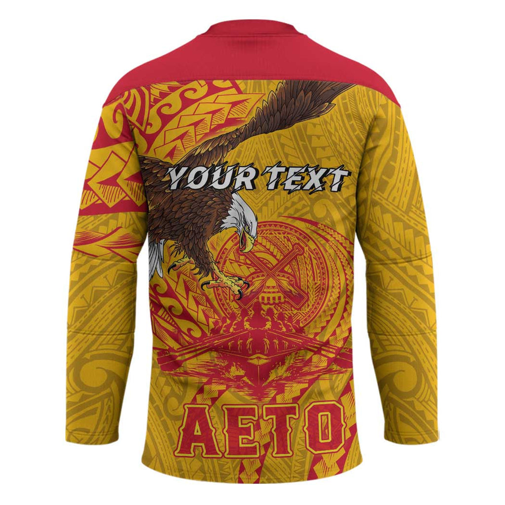 Personalized American Samoa Fautasi Race Hockey Jersey Aeto Pago Pago with Eagle Samoan Tribal Patterns LT03