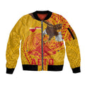 Personalized American Samoa Fautasi Race Sleeve Zip Bomber Jacket Aeto Pago Pago with Eagle Samoan Tribal Patterns LT03