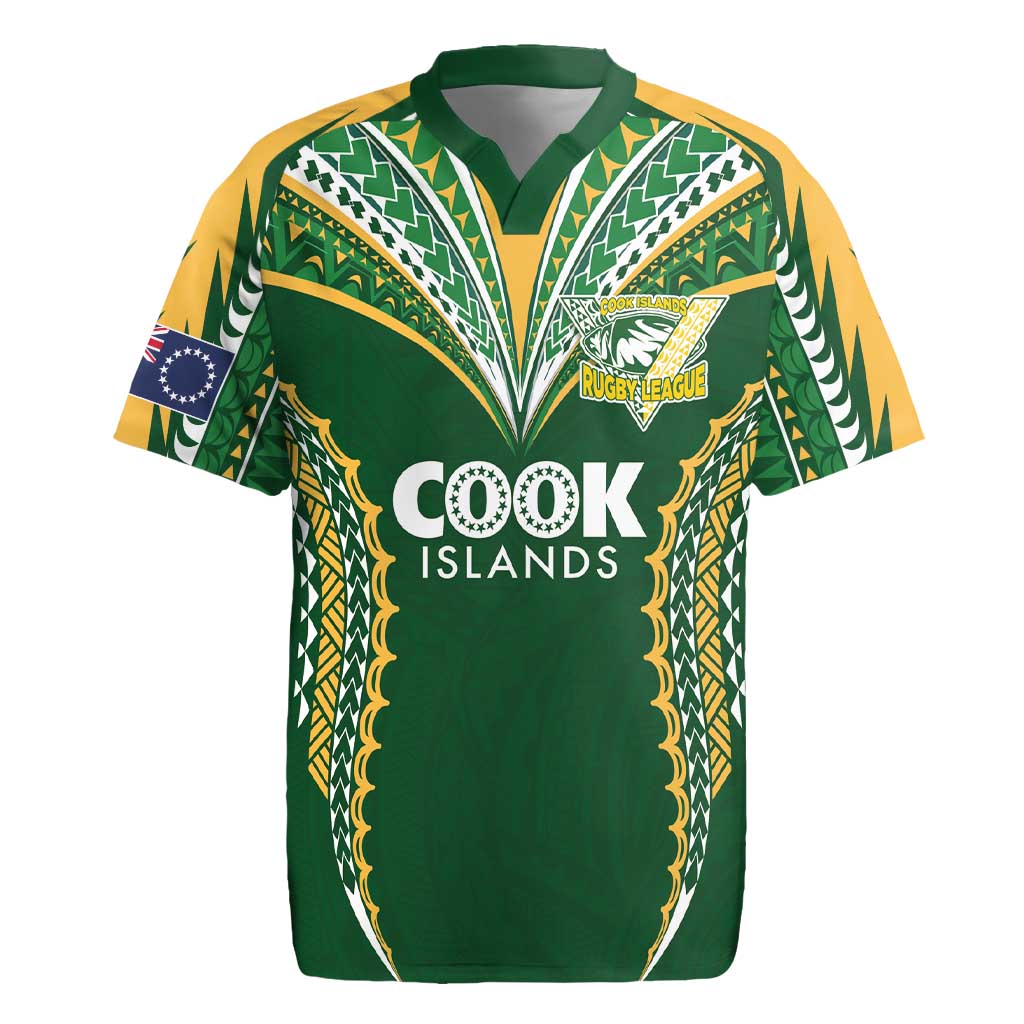 Custom Cook Islands Rugby League Rugby Jersey Tatau Tribal Pattern-Special Edition Green Color LT03