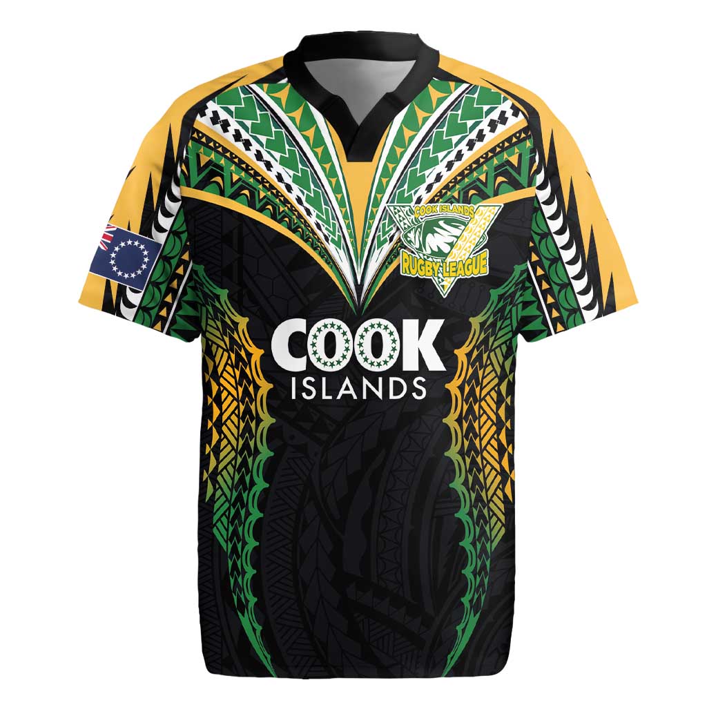 Custom Cook Islands Rugby League Rugby Jersey Tatau Tribal Pattern-Special Edition Black Color LT03