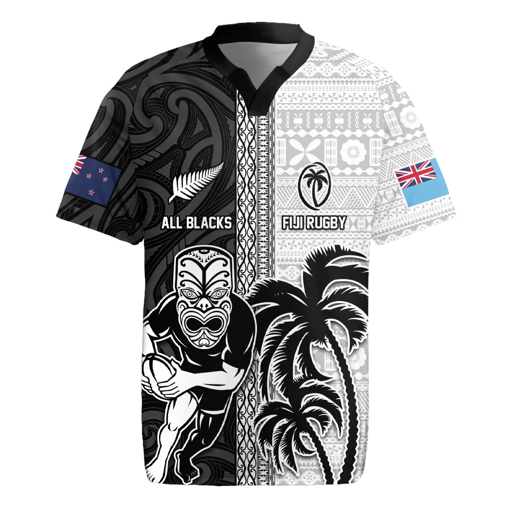 Custom Fiji and New Zealand Rugby Rugby Jersey Tapa Mix Maori Pattern LT03