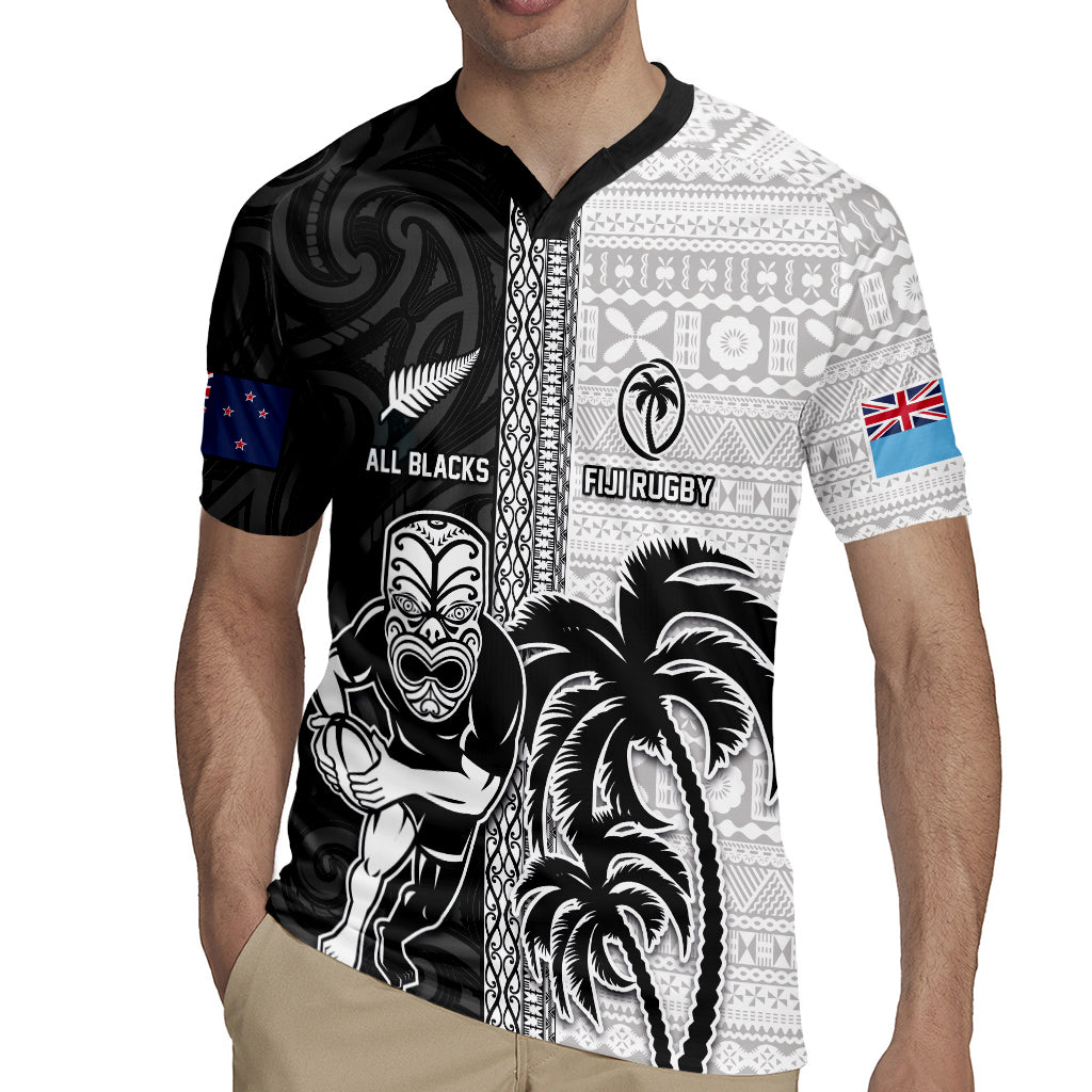 Custom Fiji and New Zealand Rugby Rugby Jersey Tapa Mix Maori Pattern LT03