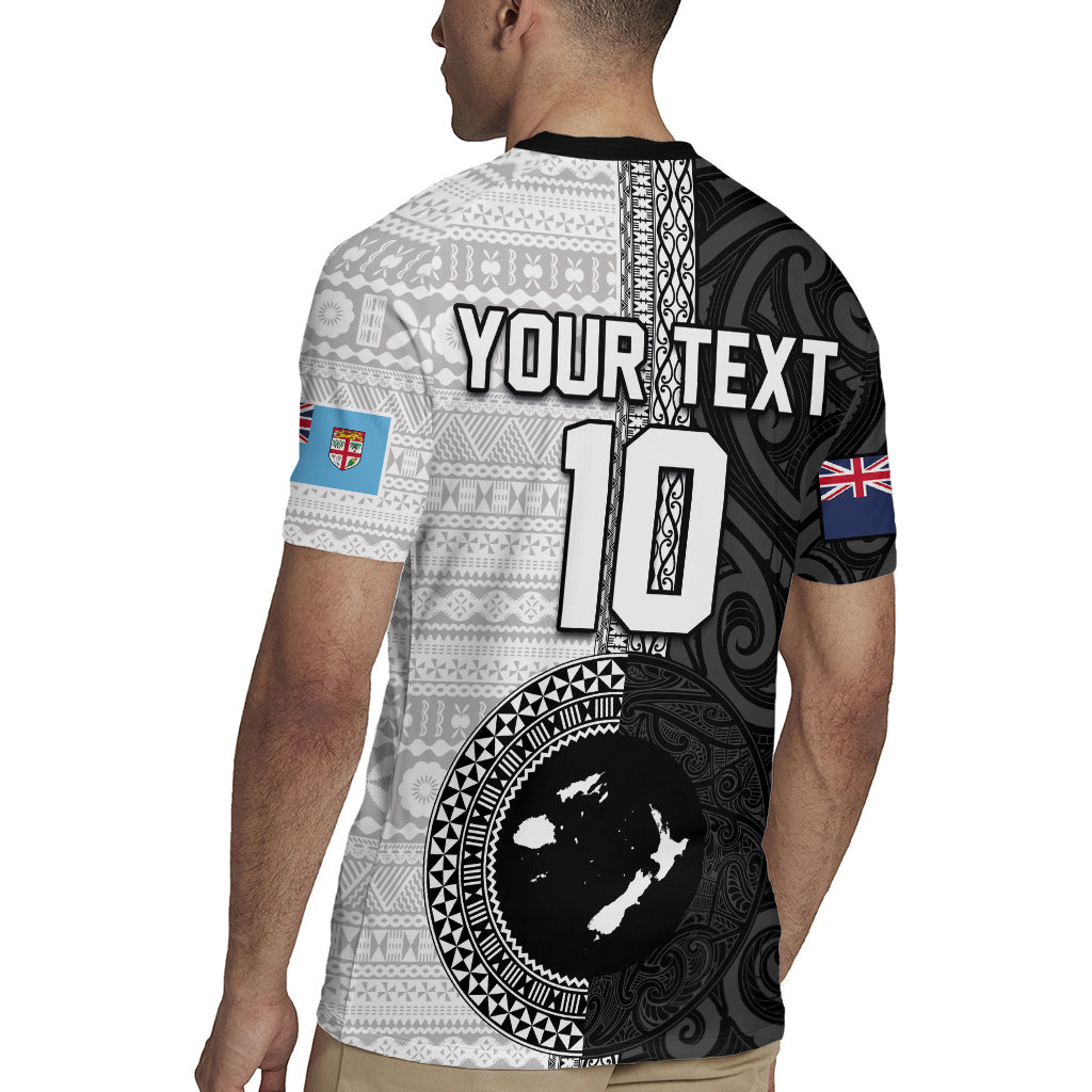 Custom Fiji and New Zealand Rugby Rugby Jersey Tapa Mix Maori Pattern LT03