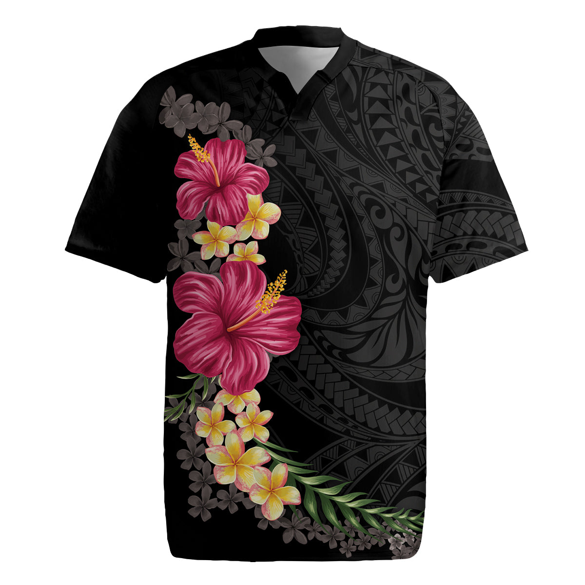 Hawaiian Plumeria and Hibiscus Rugby Jersey Colorful Style LT03