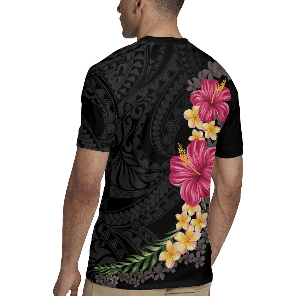 Hawaiian Plumeria and Hibiscus Rugby Jersey Colorful Style LT03