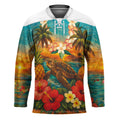 Hawaiian Turtles on Beach Hockey Jersey with Pineapple Tropical Plant and Lei LT03