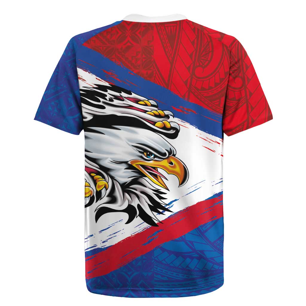American Samoa Flag Day Rugby Jersey Polynesian Art Geometric with Flag Brush Style LT03