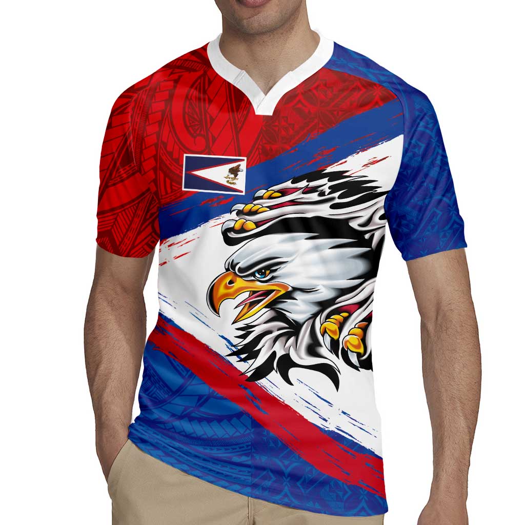 American Samoa Flag Day Rugby Jersey Polynesian Art Geometric with Flag Brush Style LT03