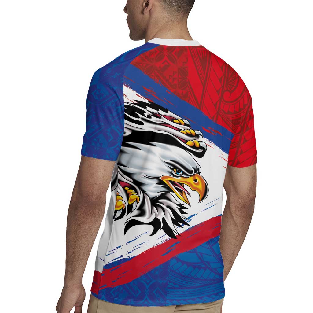 American Samoa Flag Day Rugby Jersey Polynesian Art Geometric with Flag Brush Style LT03