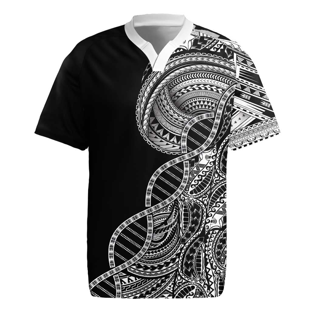 Samoan DNA Art Tattoo Rugby Jersey Polynesian Pattern Black Color LT03