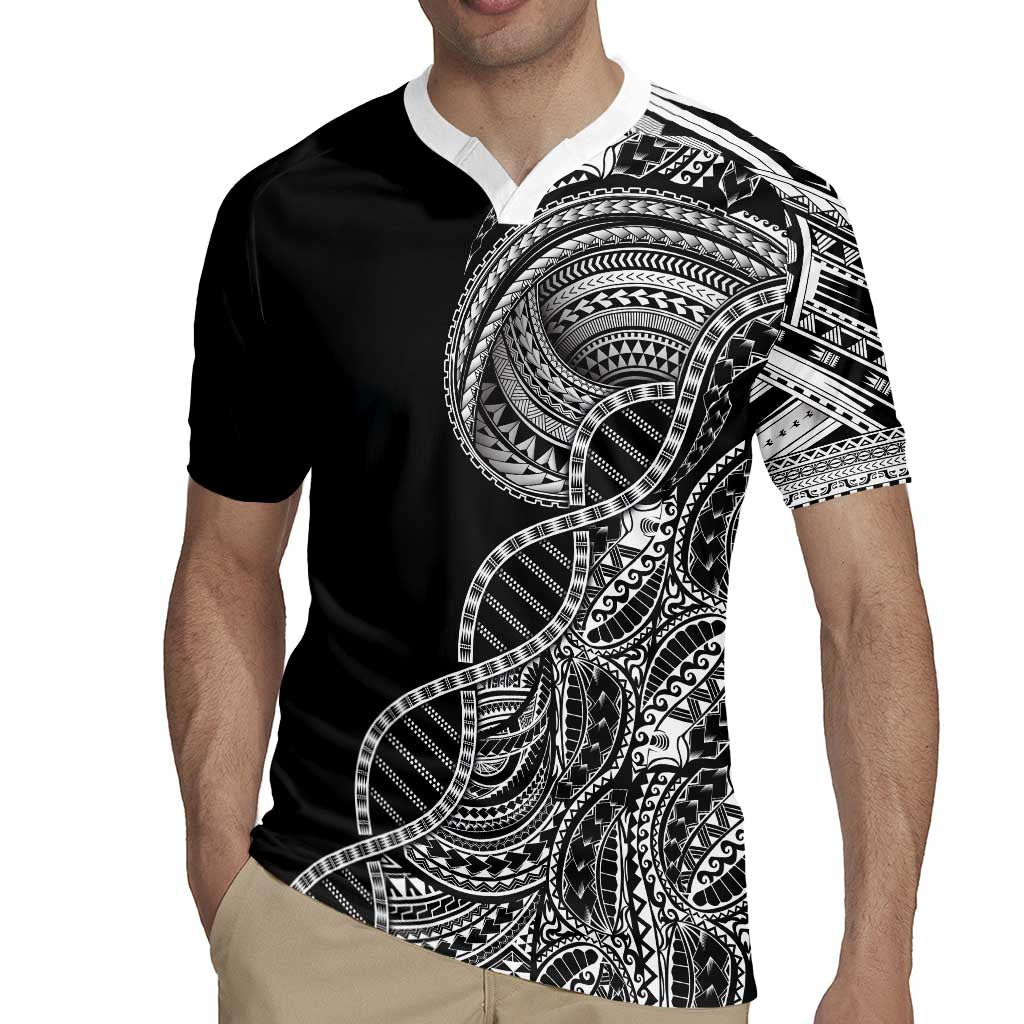 Samoan DNA Art Tattoo Rugby Jersey Polynesian Pattern Black Color LT03